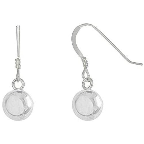 Ritastephens Sterling Silver Shiny Ball Dangle Drop Hook Clasp Earrings 8mm, 10mm