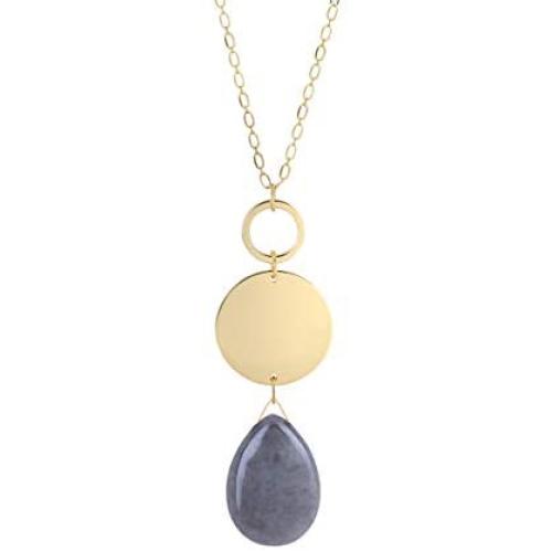 Natural Healing Stone Pendant Long Necklaces for Women Girls (32 inch+3 Inch Extender Chain)