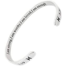 RENYILIN Creative Cuff Bracelet, Zodiac Bracelet, Inspirational Stainless Steel Bracelet for Men and Women