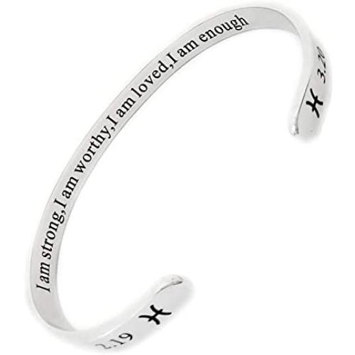 RENYILIN Creative Cuff Bracelet, Zodiac Bracelet, Inspirational Stainless Steel Bracelet for Men and Women