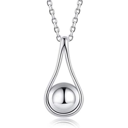 Fookduoduo Sterling Silver Teardrop Urn Necklaces for Ashes Memorial Ash Jewelry Cremation Eternity Urn Pendant Necklace for Women