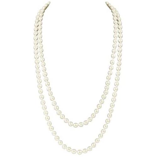 Art Deco Fashion Faux Pearls Necklace 1920s Pearls Necklace Gatsby Accessories Vintage Costume Jewelry Cream Long Necklace for Women