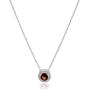 Rhodium Plated Sterling Silver Gemstone and Created White Sapphire Round Halo Earrings and Pendant Necklace Jewelry Set - Choice of Gem Colors