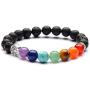 YAZILIND 7 Color Chakela Yoga 8mm Natural Stone Life Tree Volcanic Stone Mix Woven Bracelet