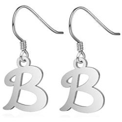 POTIY Silver Initial Earrings Fashion Alphabet Letter Earrings for Women Girls 26 Initials Jewelry Gift