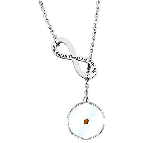 WUSUANED Mustard Seed Necklace With God All Things Are Possible Religious Faith Jewelry Christian Gifts For Women Girls