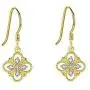 Crystal Vintage Dangle Stud Earrings for Women Girls S925 Sterling Silver Charms CZ Filigree Clover Flower Dangling Hook Studs Wedding Retro Bridal Prom Antique Jewelry Holiday Gifts