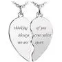 2pcs Custom Heart Shape Magnetic Couple Necklace for Him & Her Wishing Stone Matching Love Friendship Distance Puzzle Attracting Pendant for Men Women Valentine’s Day Fathers Day Christmas Gift