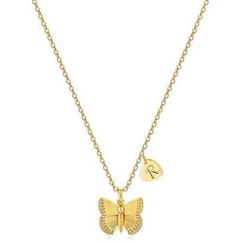 MONOZO Initial Butterfly Necklace for Women - 14K Gold Filled Cute Initial Butterfly Necklace Girls Heart Letter Pendant Butterfly Jewelry Necklace for Women Teen Girls Alphabet A-Z