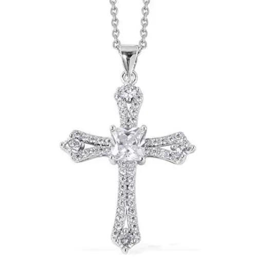 Shop LC Diamond April Birthstone Cross Necklace Pendant Silvertone Stainless Steel Women Fashion Birthday Easter Gifts Dainty Chunky Minimalist luxury Jewelry 20'' Shop LC Diamond April Birthstone Cross Necklace Pendant Silvertone Stainless Steel Women Fashion Birthday Easter Gifts Dainty Chunky Minimalist luxury Jewelry 20''