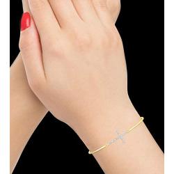Femme Luxe 0.10 ct. Cross Diamond Bangle in Gold Plated Sterling Silver, Hypoallergenic, Gift Ready