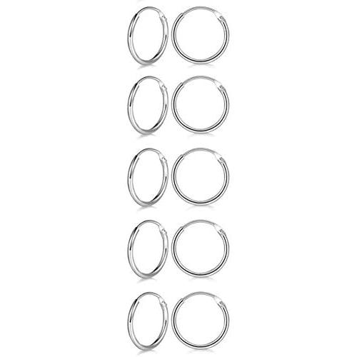 Small Silver Hoop Earrings - 3 Pairs Small Hoop Earrings for Women Men Gifts Hypoallergenic 925 Sterling Silver Hoop Earrings Endless Tiny Hoop Earrings Set for Cartilage Nose Lip Ring(8/10/12mm)