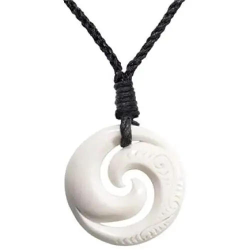 81stgeneration Womens Mens Hand Carved Bone Maori Double Koru Spiral Swirl Pendant Necklace 81stgeneration Womens Mens Hand Carved Bone Maori Double Koru Spiral Swirl Pendant Necklace