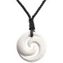 81stgeneration Womens Mens Hand Carved Bone Maori Double Koru Spiral Swirl Pendant Necklace