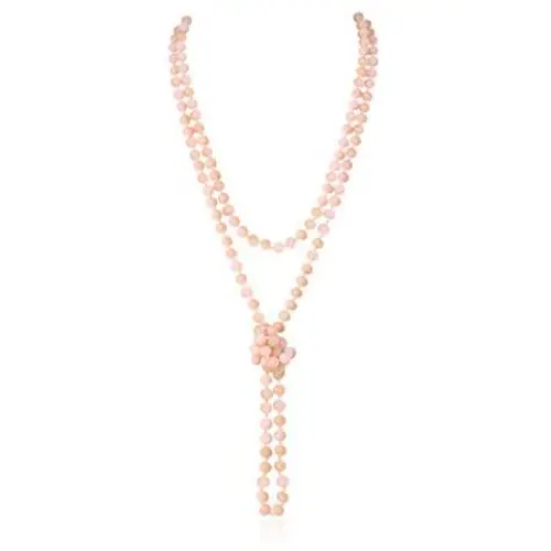 Hand Knotted Beads Endless Long Statement Necklace - Handmade Versatile Beaded Strand Lariat Multi Layer Infinity Wrap 60'' Sparkly Faceted Crystal Rondelle, Faux Pearl