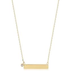 14k Yellow Gold 0,01 ct Diamond Bar Pendant Necklace for Women, 18'', Fine Jewelry Gift for Birthday and Anniversary