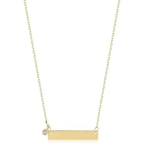 14k Yellow Gold 0,01 ct Diamond Bar Pendant Necklace for Women, 18'', Fine Jewelry Gift for Birthday and Anniversary