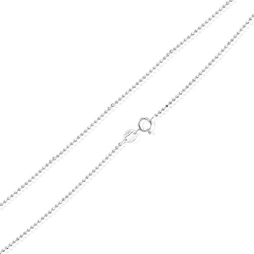 Sea of Ice Sterling Silver 1mm Round Ball Bead Chain Necklace for Women, Size 14'' - 36'' Italy