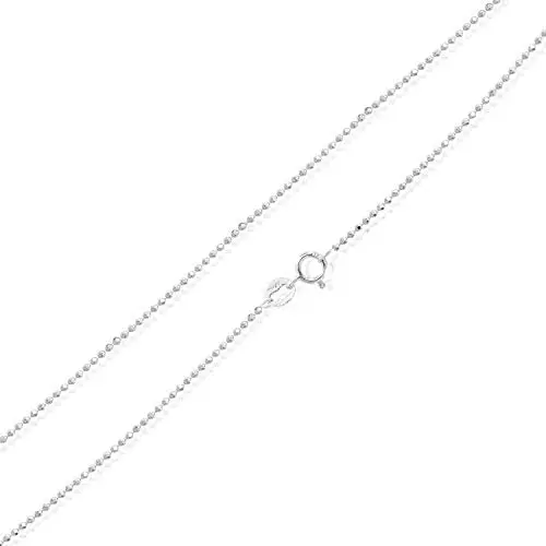 Sea of Ice Sterling Silver 1mm Round Ball Bead Chain Necklace for Women, Size 14'' - 36'' Italy Sea of Ice Sterling Silver 1mm Round Ball Bead Chain Necklace for Women, Size 14'' - 36'' Italy