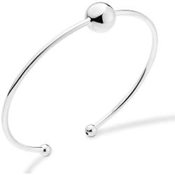 Miabella 925 Sterling Silver Italian Adjustable Bead Ball Polished Open Cuff Bangle Bracelet for Women 7.25-7.5 Inch, Made in Italy