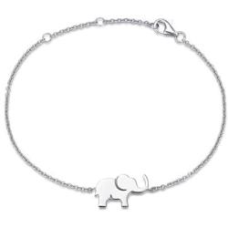 FANCIME White/Yellow/Rose Gold Plated 925 Sterling Silver Cute Cable Link Chain Dainty Delicate Elephant Bracelet Jewelry For Women Girls, 15 + 3cm