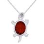 Jewel Zone US Turtle Pendant Necklace in 14k White Gold Over Sterling Silver