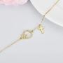 BEBEWO 10K 14K 18K Yellow Gold Cross Bracelet, Honey Bee Bracelet, Flower Bracelet, Gold Bracelet Jewelry for Women, 6.5''+1''+1''