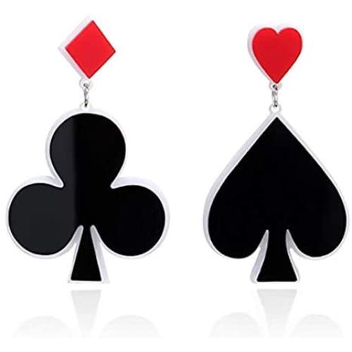 CutieJewelry Dangle Poker Party Unique Players Big Card Earrings