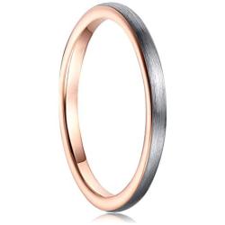 Cloyo 2mm Unisex Thin Tungsten Carbide Ring for Wedding Promise Silver Brushed Finish Comfort Fit Size 5-10