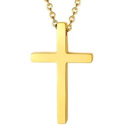 PROSTEEL Stainless Steel Cross Necklace for Men Women, Silver/Black/Gold Tone, Two Size, Hypoallergenic, Engrave Text Available, Come Gift Box
