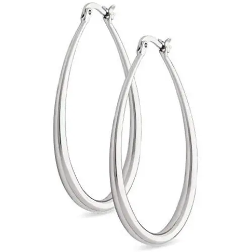 Highstreet Sterling Silver plated oval large hoop earrings for women | easy to wear and Hypoallergenic| silver or gold plated you choose | click top Highstreet Sterling Silver plated oval large hoop earrings for women | easy to wear and Hypoallergenic| silver or gold plated you choose | click top