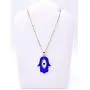 Mava Art Gold Plated Blue Enamel Hamsa Hand Necklace for Women 18K Plated Chain Evil Eye Jewelry