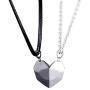 ZEXIN Black White Minimalist Couple Necklace Matching Friendship Distance Attracting Faceted Wishing Stone Magnetic Necklace Fashion Jewelry Heart Pendant