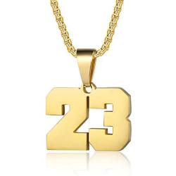 YOYO&YOKI Number Necklaces Personalized Necklaces 18K Gold Plated Initial Number Pendant Stainless Steel Chain Sports Necklaces for Men Women