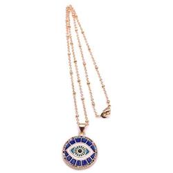 Mava Art Enamel Evil Eye Pendant Necklace for Women 18K Gold Plated Chain Novelty Jewelry