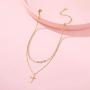 HAWSON Tiny Cross Necklace, 18K Gold Necklace for Girls, Imitation Pearls Cross Pendant, Layered Necklaces for Women, Dainty Necklace, Small Delicate Necklace, Charm Chokers for Lovers Gifts