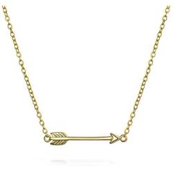 Small Sideways Cupid Arrow Pendant Necklace For Women For Girlfriend Teen 14K Gold Plated 925 Sterling Silver