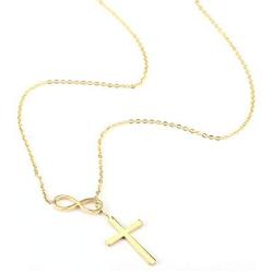 MiniJewelry Silver Cross Necklace Rose Gold Cross Necklace Gold Cross Necklace Infinity Cross Necklace for Women, 18 Inch