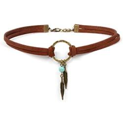 ROSTIVO Choker Necklaces for Women Native American Jewelry for Women Boho Leather Jewelry for Girl