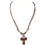 BlueRica Wood Cross Pendant on Adjustable Corded Necklace with Wood Beads BlueRica Wood Cross Pendant on Adjustable Corded Necklace with Wood Beads