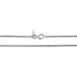 BERRICLE Italian Rhodium Plated Sterling Silver Popcorn Fashion Chain Necklace 1mm