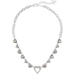GUESS Womens Repeating Hearts Link Necklace with Crystal Pave