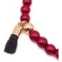 LESLIE BOULES Saint Benedict Red Wine Glass Beads Bracelet Adjustable Genuine Azabache & Blue Evil Eye Protection Jewelry