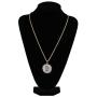 Fashion Hip Hop Charm Jewelry Iced Out Round Bitcoin Pendant Necklace Micro Paved Bling CZ Stones 24'' Gold Color Chain for Men Women