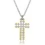 Steve Madden Two Tone Cross Design 28 Inch Rolo Chain Necklace for Men Steve Madden Two Tone Cross Design 28 Inch Rolo Chain Necklace for Men