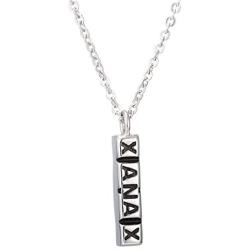 SKQIR Mens Stainless Steel Vertical Cuboid Xanax Pill ID Bar Pendant Necklace Jewelry