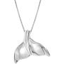 Honolulu Jewelry Company Sterling Silver High Polished Whale Tail Necklace Pendant with 18'' Box Chain