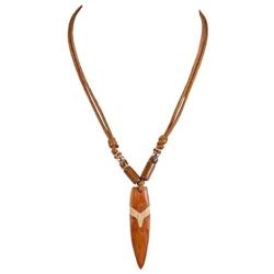 Wood Surfboard Pendant on Adjustable Brown Rope Cord Necklace