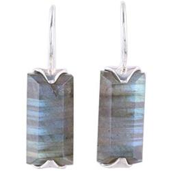 NOVICA Labradorite .925 Sterling Silver Drop Earrings, Beautiful Aurora