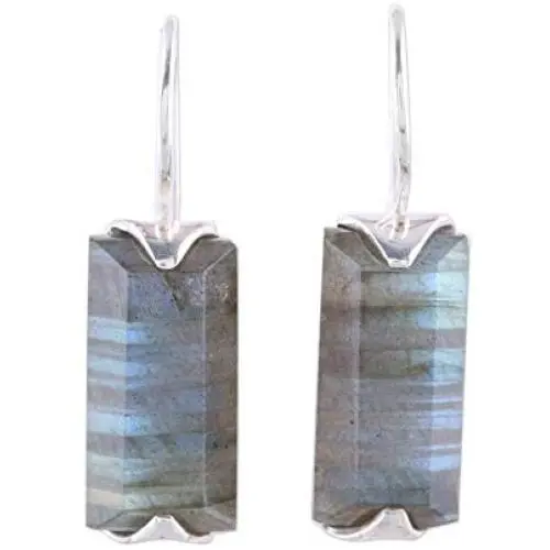 NOVICA Labradorite .925 Sterling Silver Drop Earrings, Beautiful Aurora NOVICA Labradorite .925 Sterling Silver Drop Earrings, Beautiful Aurora